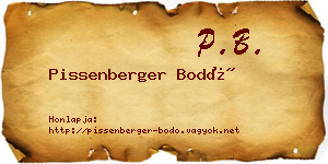 Pissenberger Bodó névjegykártya